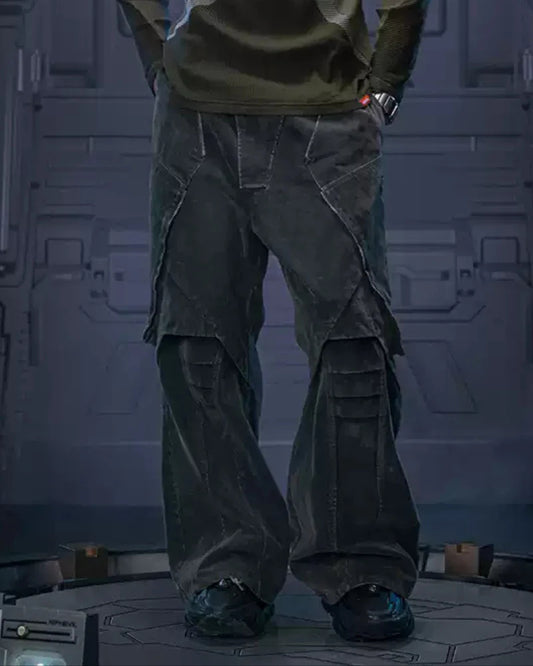 Cyberpunk Outfits Heavy Duty Loose Velvet Denim Pants