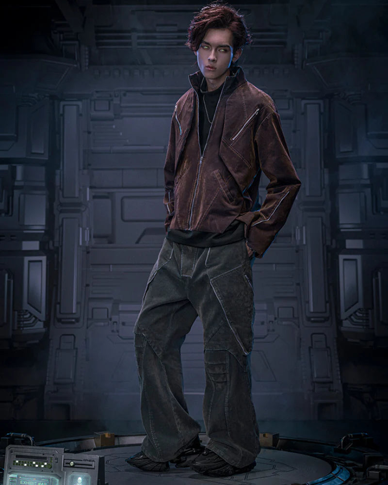 Cyberpunk Outfits Heavy Duty Loose Velvet Denim Pants