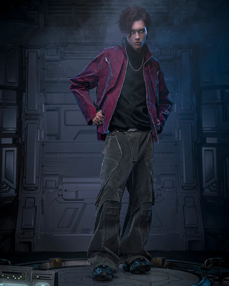 Cyberpunk Outfits Heavy Duty Loose Velvet Denim Pants