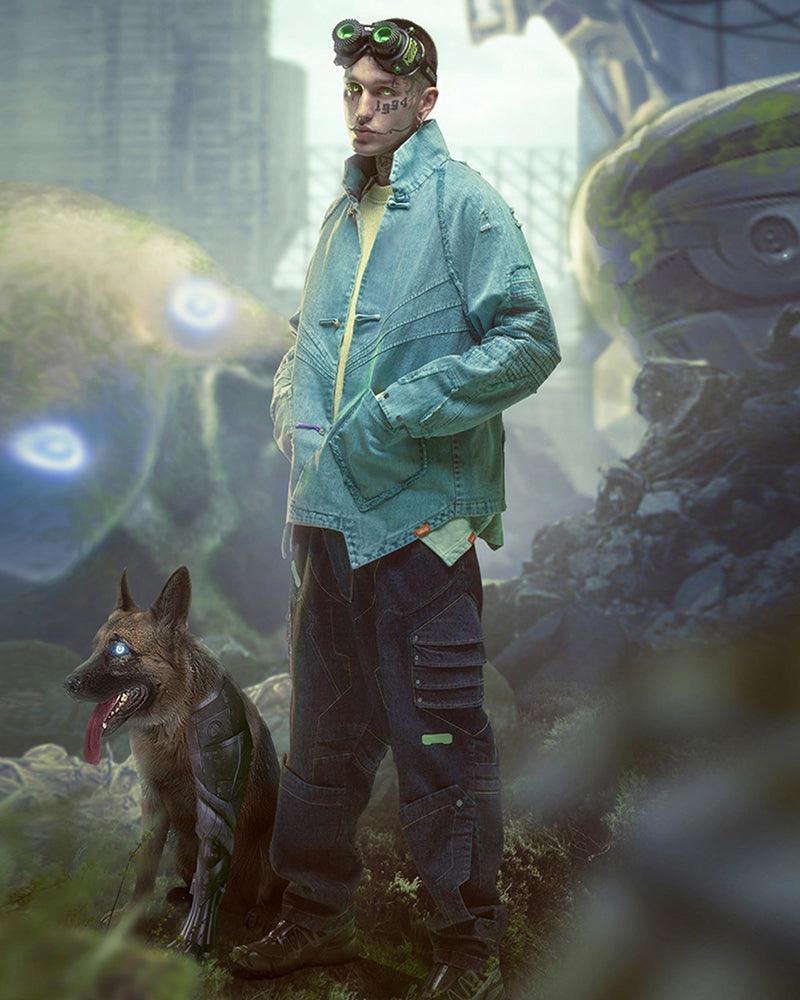 Cyberpunk Outfits Irregular Denim Jacket