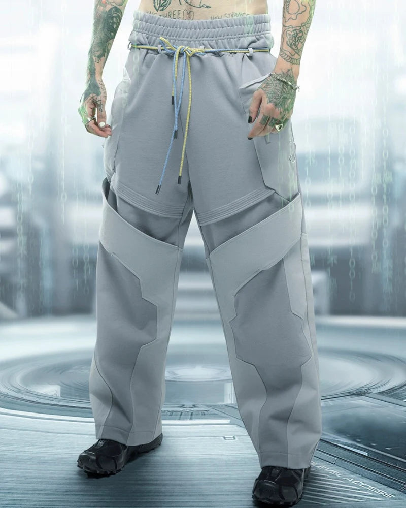 Cyberpunk Outfits White Ghost Unisex Patchwork Pants