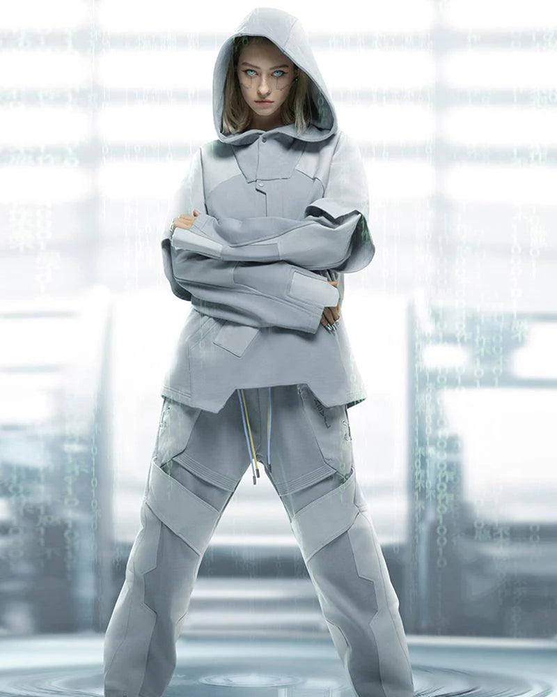 Cyberpunk Outfits White Ghost Unisex Patchwork Pants