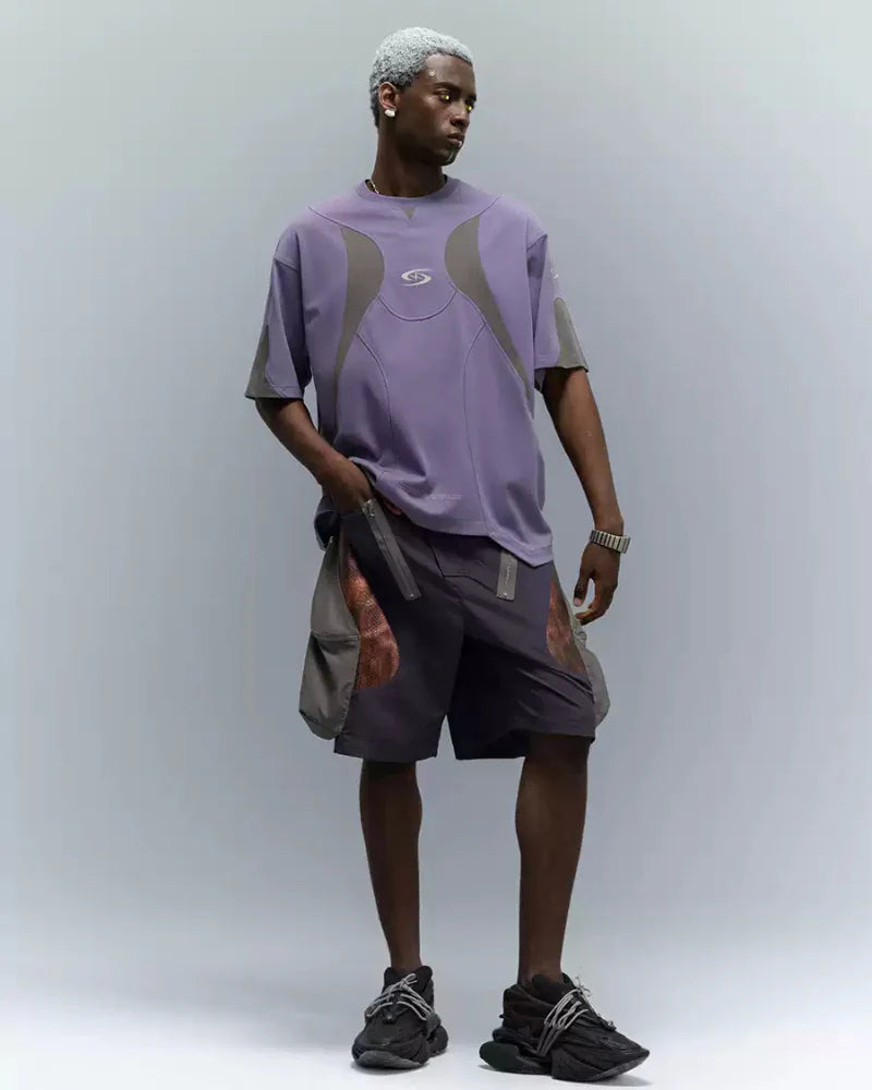 Cyberpunk Street-Style Star Arc Cocoon Pocket Shorts - Men