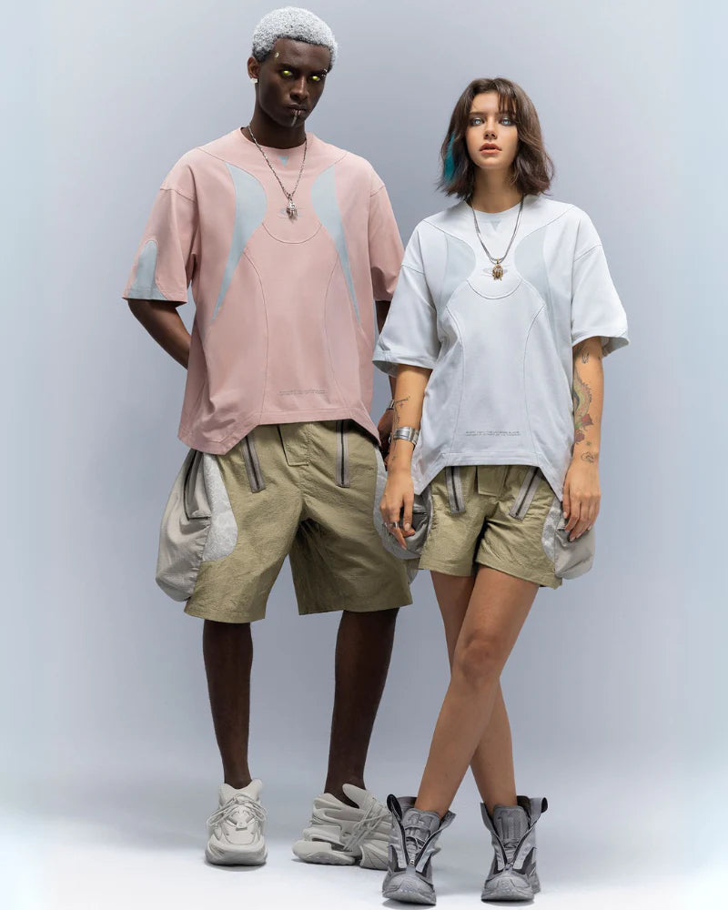 Cyberpunk Street-Style Star Arc Cocoon Pocket Shorts - Women