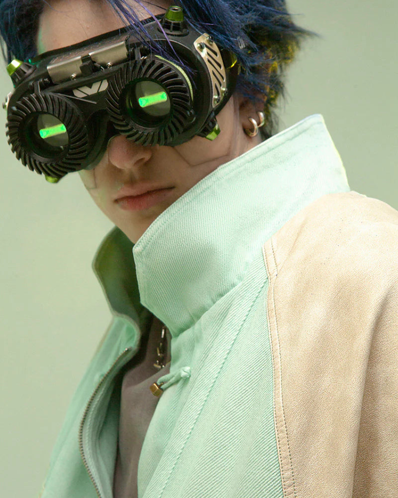 Cyberpunk Outfits 3D Embossed PU Patchwork Jacket