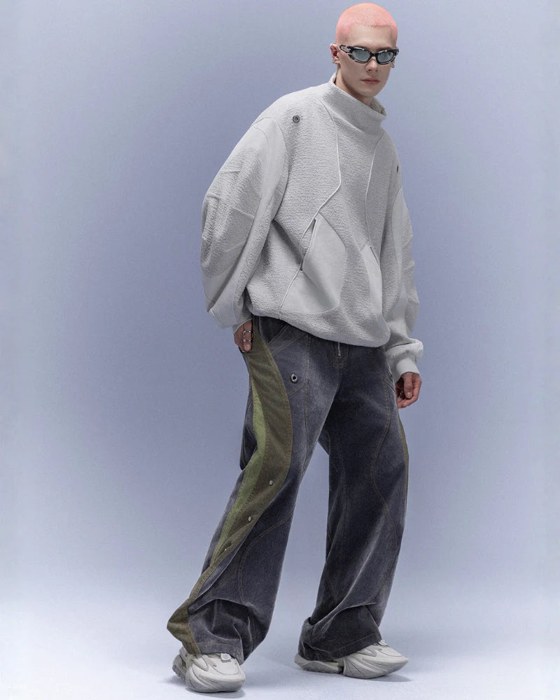 Flocked Wash Cyberpunk Streetwear Wide-Leg Pants Unisex