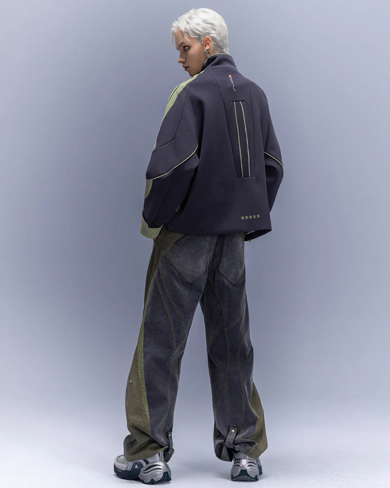 Flocked Wash Cyberpunk Streetwear Wide-Leg Pants Unisex