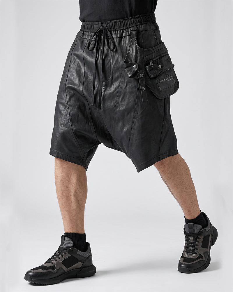 Wasteland Detachable-Pocket Drop-Crotch Shorts