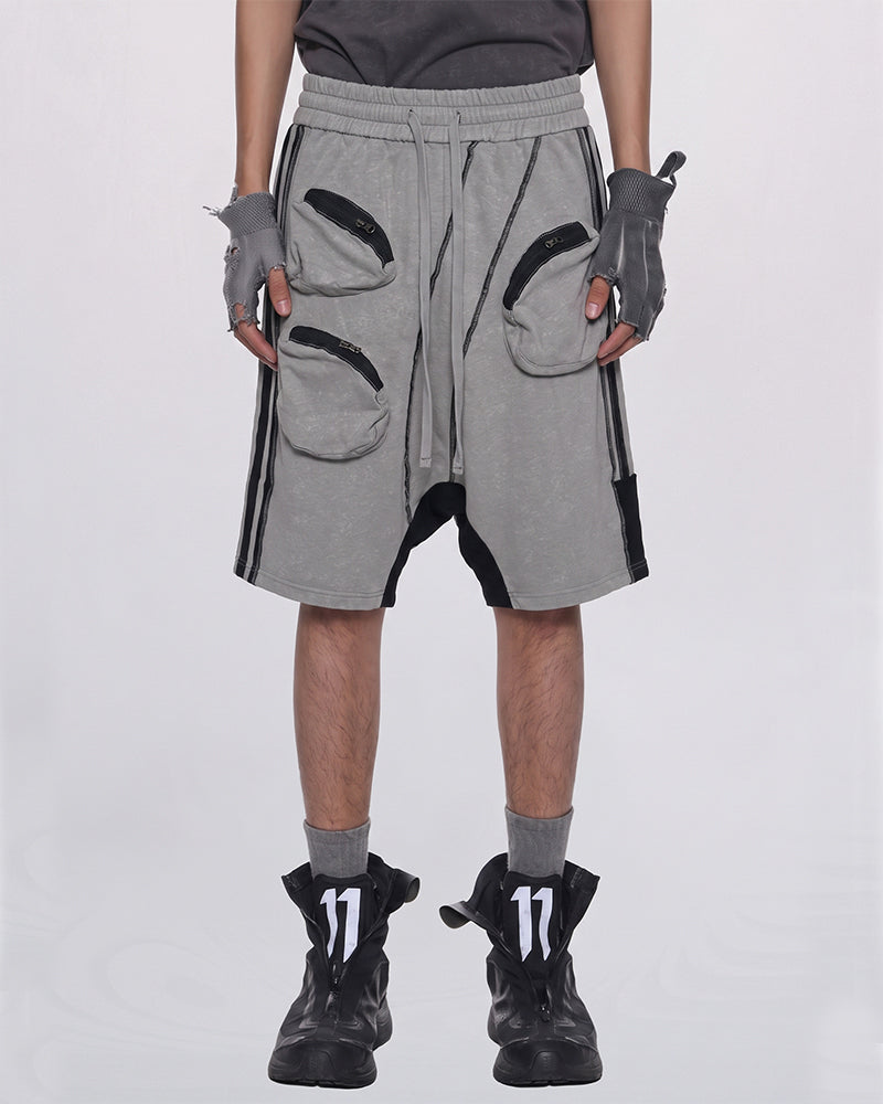Wasteland Asymmetric Color-Block Sweat Shorts
