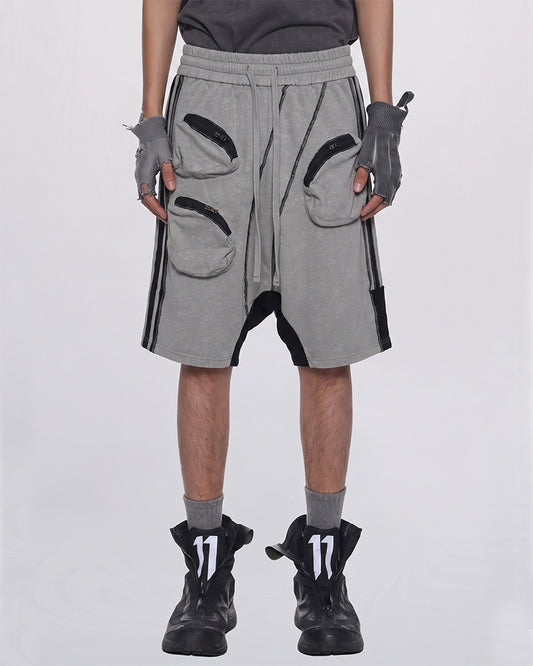 Wasteland Asymmetric Color-Block Sweat Shorts