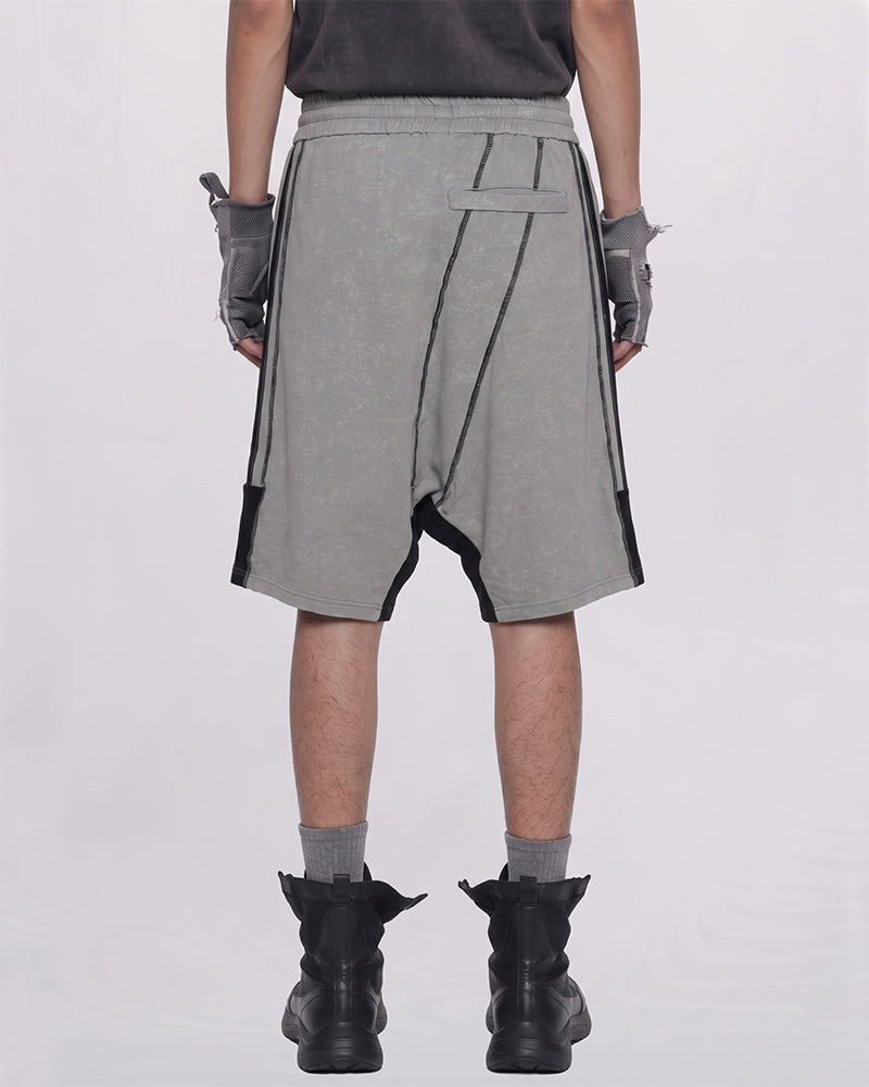 Wasteland Asymmetric Color-Block Sweat Shorts