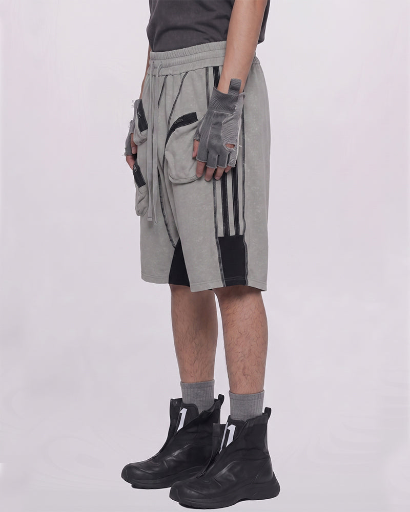 Wasteland Asymmetric Color-Block Sweat Shorts