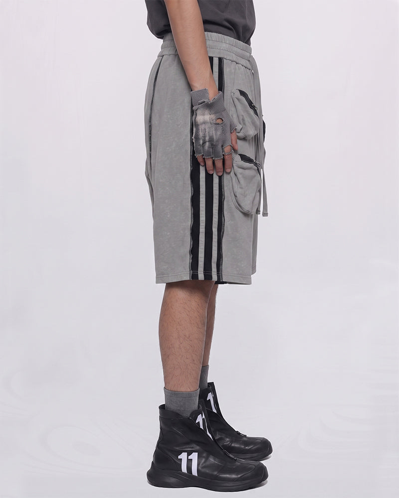 Wasteland Asymmetric Color-Block Sweat Shorts