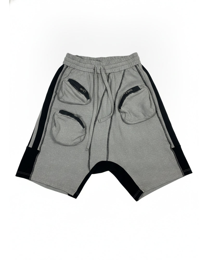 Wasteland Asymmetric Color-Block Sweat Shorts