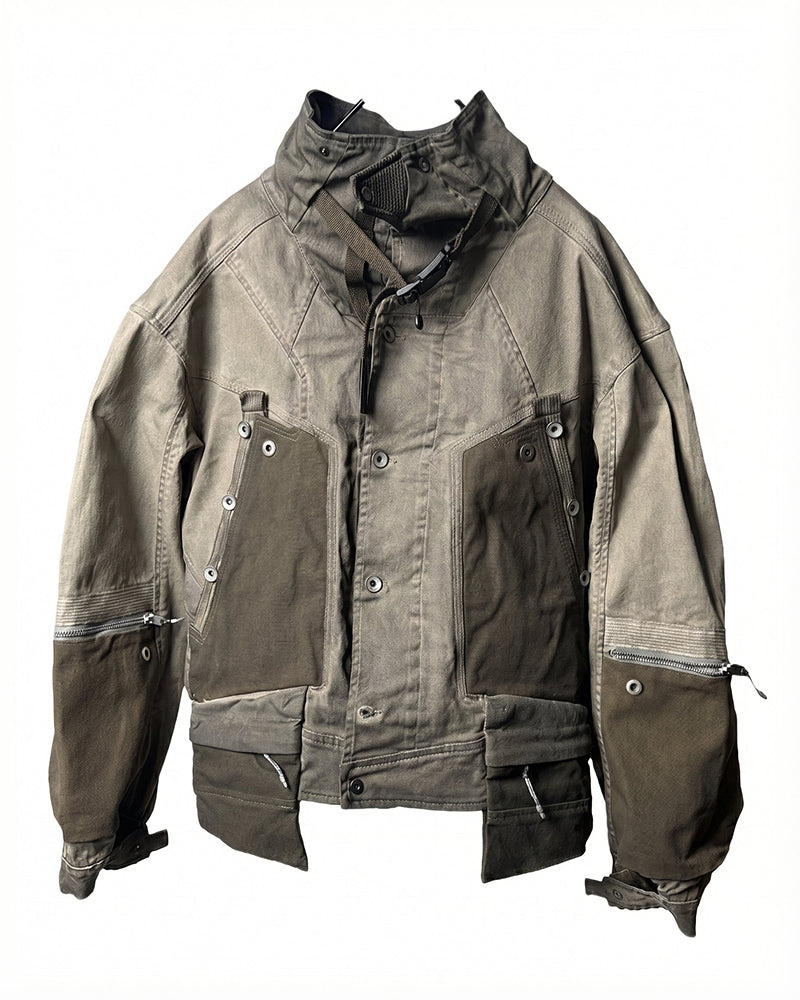 Wasteland Distressed Cotton Canvas Paneled Jacket