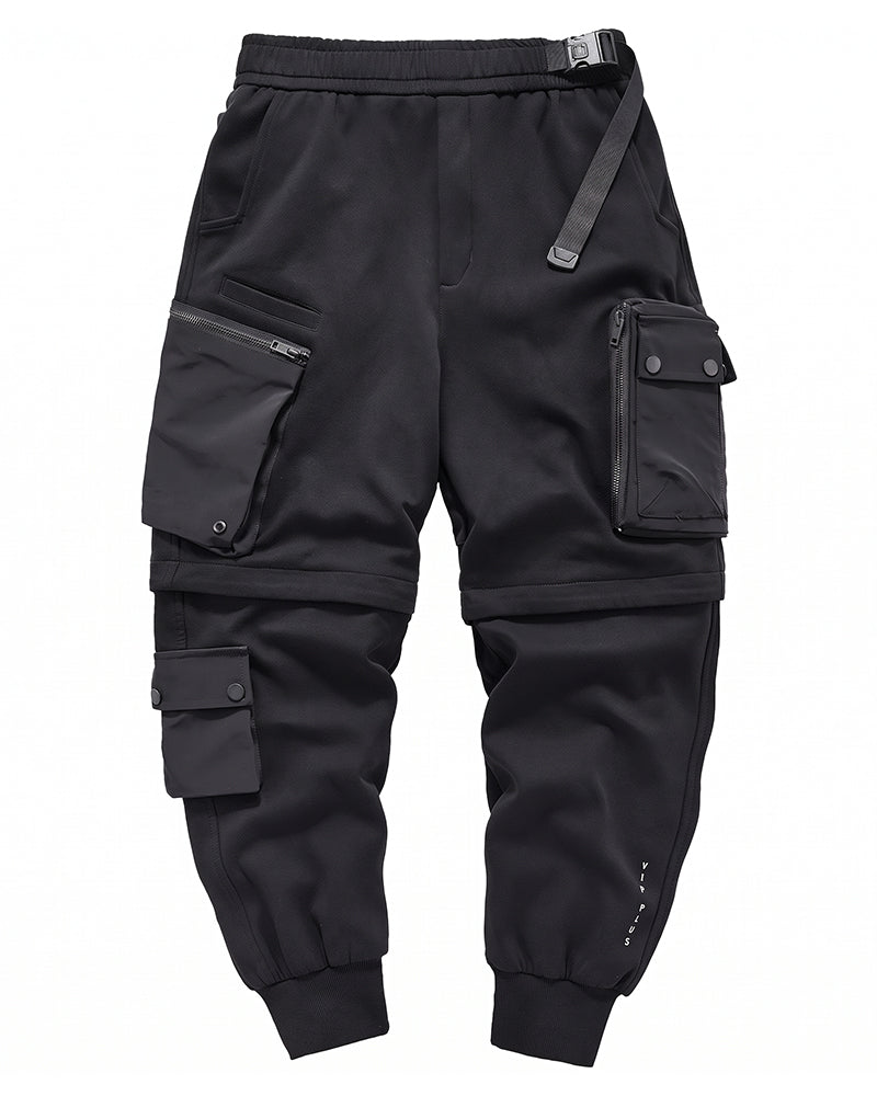 Detachable Functional Black Cargo Pants