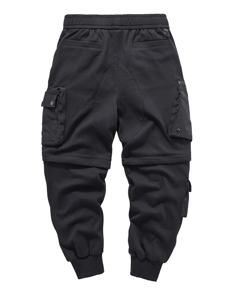 Detachable Functional Black Cargo Pants