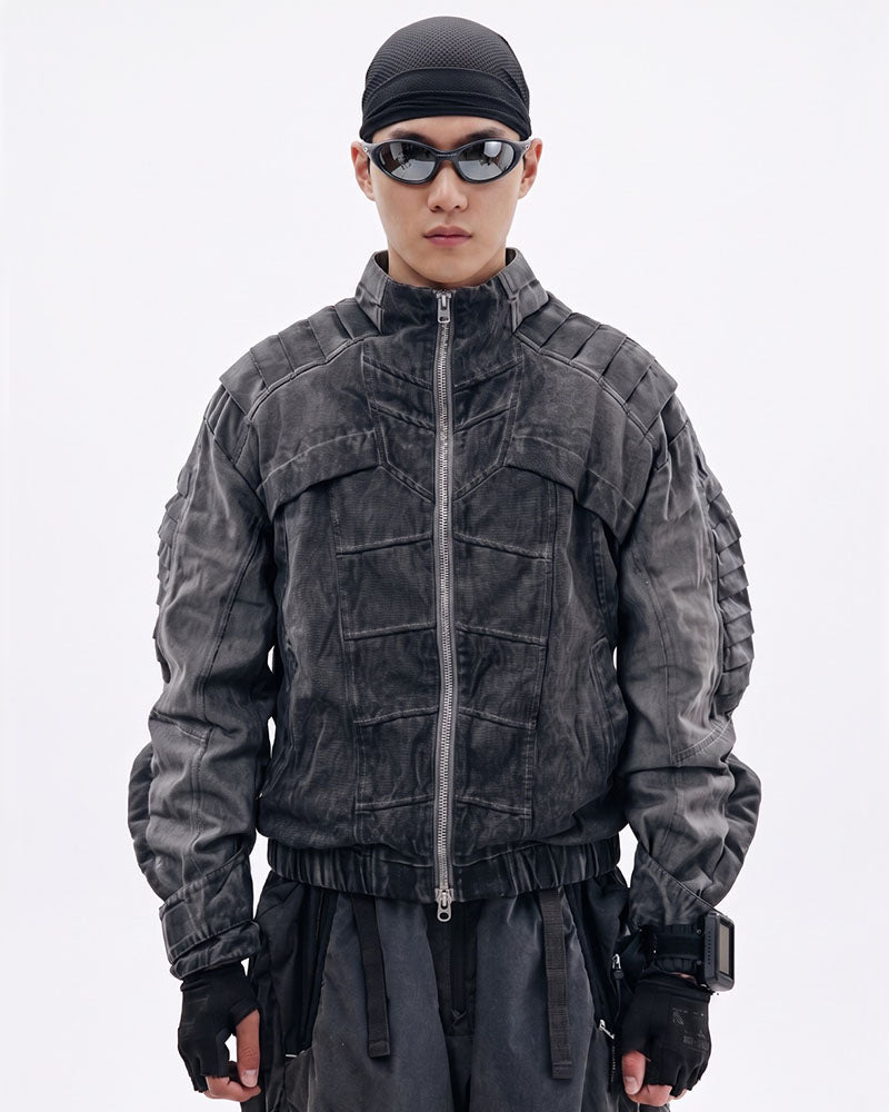 Post-Apocalyptic Stand-Collar 3D “Dragon Spine” Motorcycle Jacket