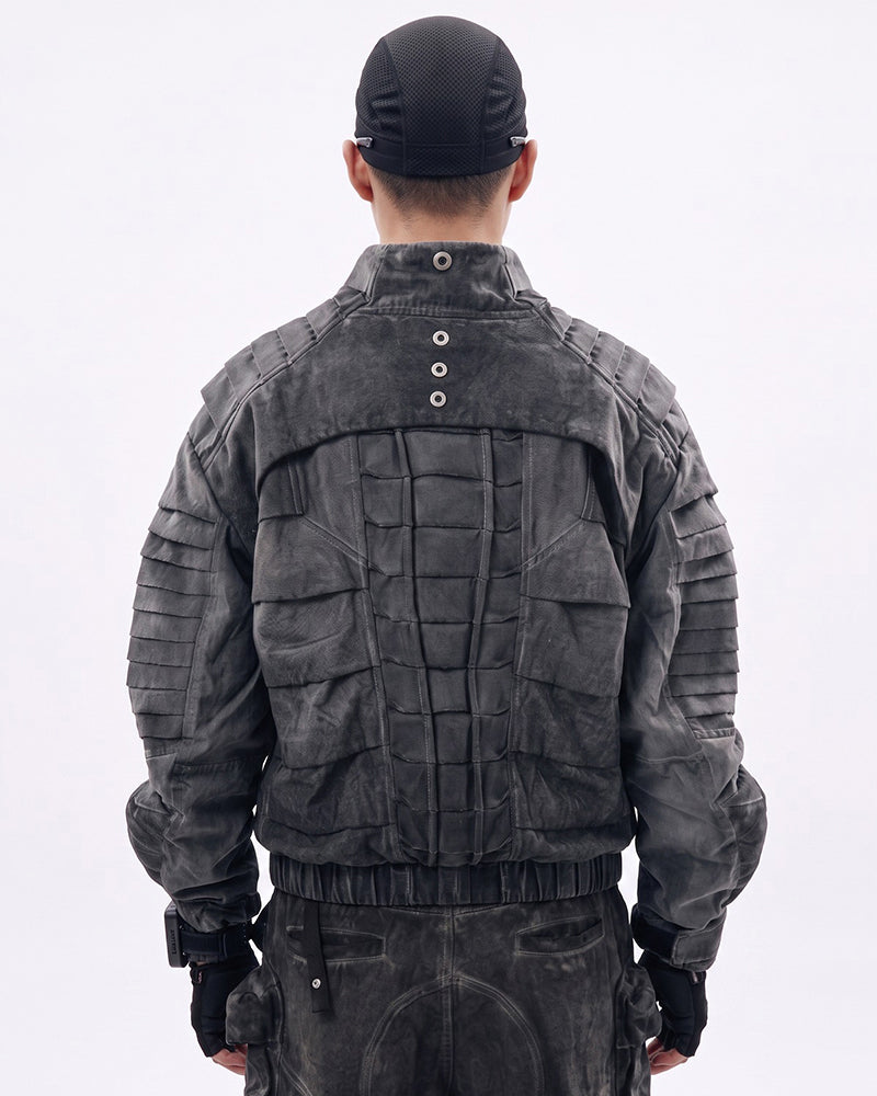 Post-Apocalyptic Stand-Collar 3D “Dragon Spine” Motorcycle Jacket