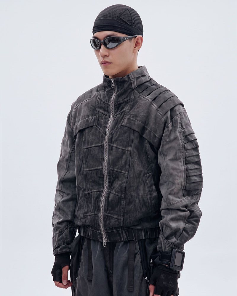 Post-Apocalyptic Stand-Collar 3D “Dragon Spine” Motorcycle Jacket