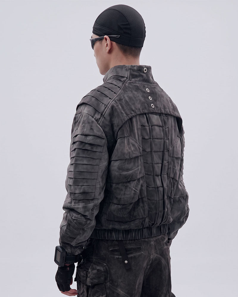 Post-Apocalyptic Stand-Collar 3D “Dragon Spine” Motorcycle Jacket