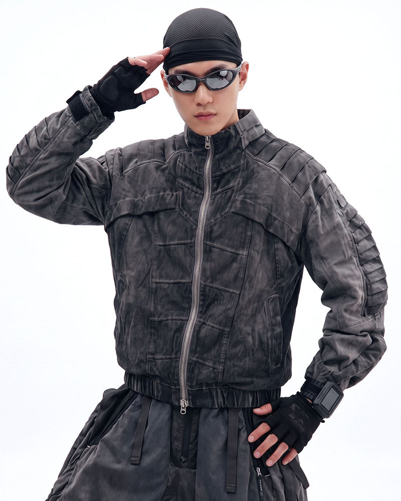 Post-Apocalyptic Stand-Collar 3D “Dragon Spine” Motorcycle Jacket