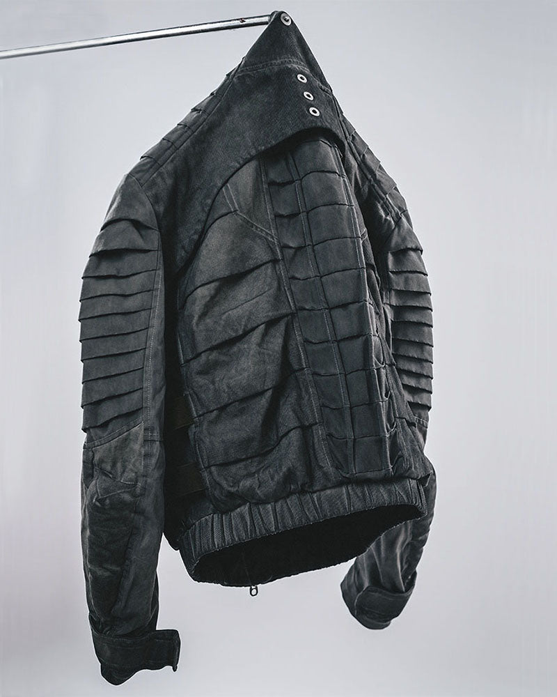 Post-Apocalyptic Stand-Collar 3D “Dragon Spine” Motorcycle Jacket