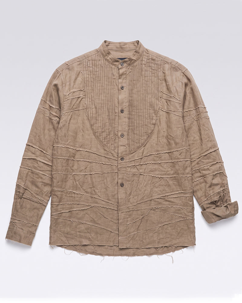 Post-Apocalyptic Heavy-Wash Deconstructed Mandarin Shirt