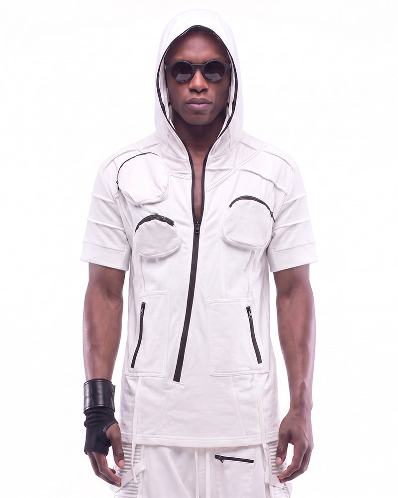 Wasteland Asymmetric 3D-Pocket Hooded T-Shirt