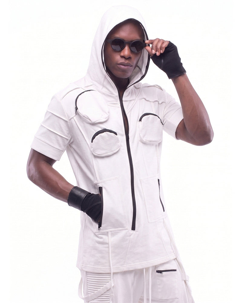 Wasteland Asymmetric 3D-Pocket Hooded T-Shirt