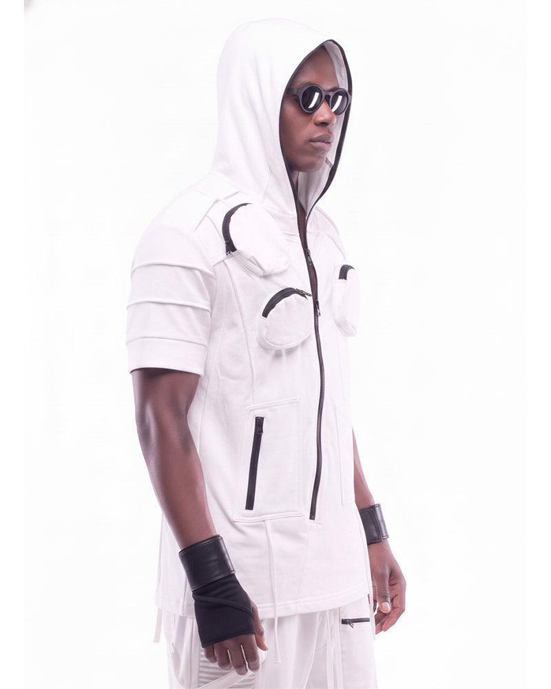 Wasteland Asymmetric 3D-Pocket Hooded T-Shirt