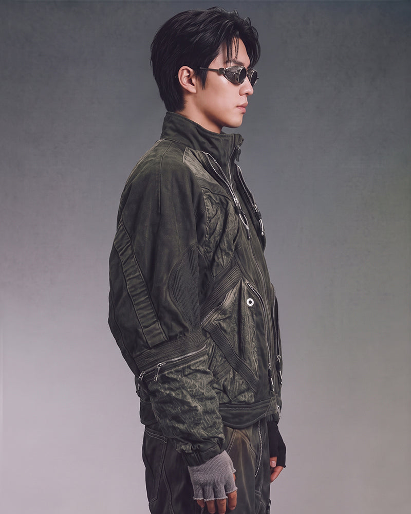 Wasteland Distressed-Wash Multi-Pocket Jacket