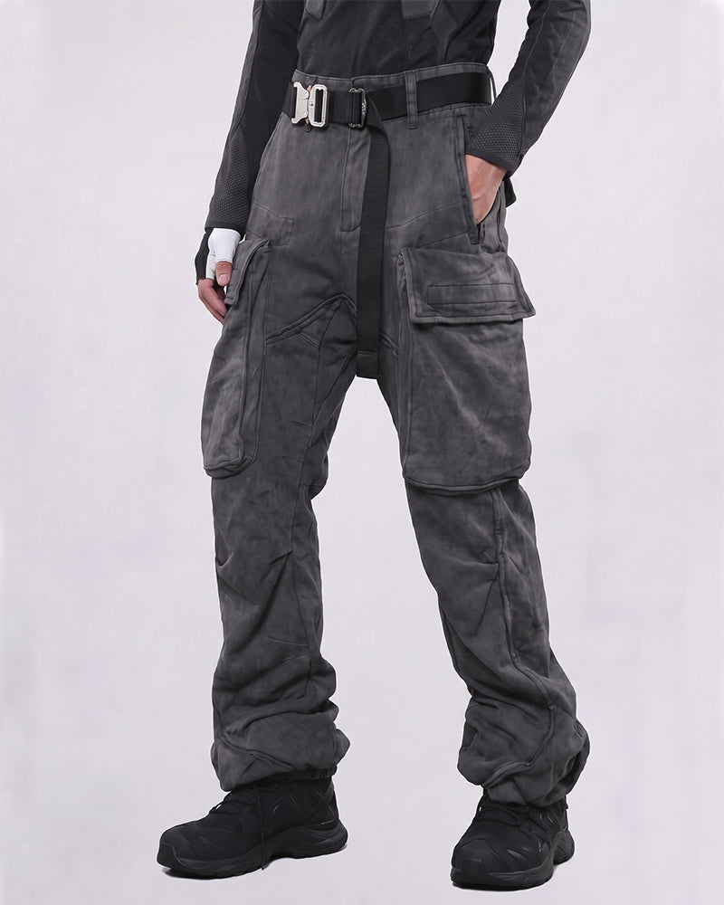 Wasteland Oversized Weathered Flare Cargo Pants