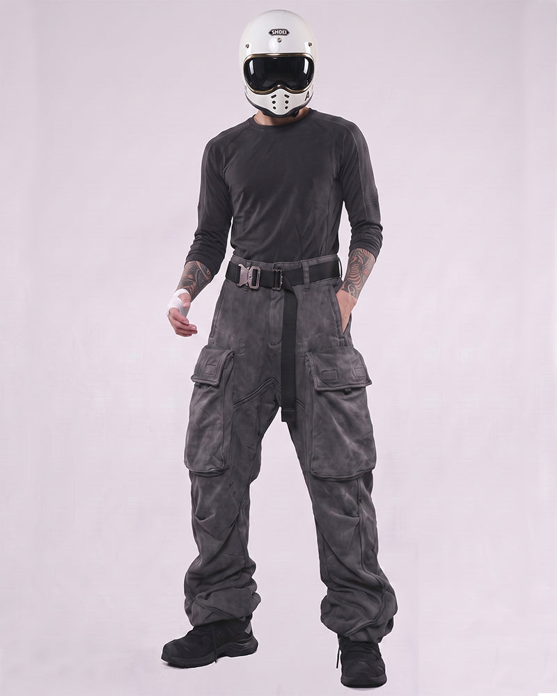 Wasteland Oversized Weathered Flare Cargo Pants