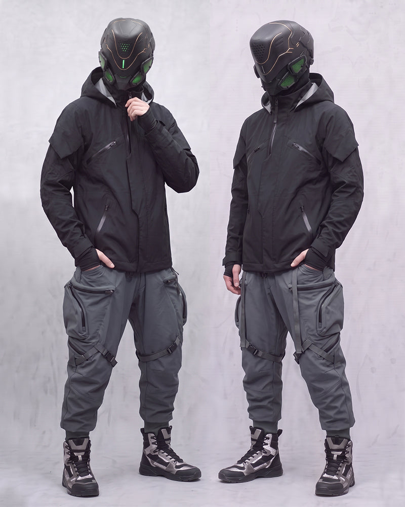 Convertible Hooded Techwear Jacket