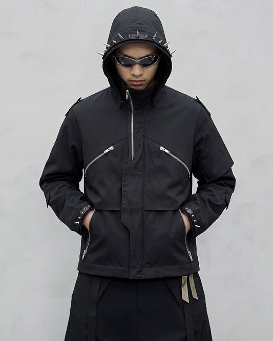 Punk-Studded Water-Repellent Techwear Jacket