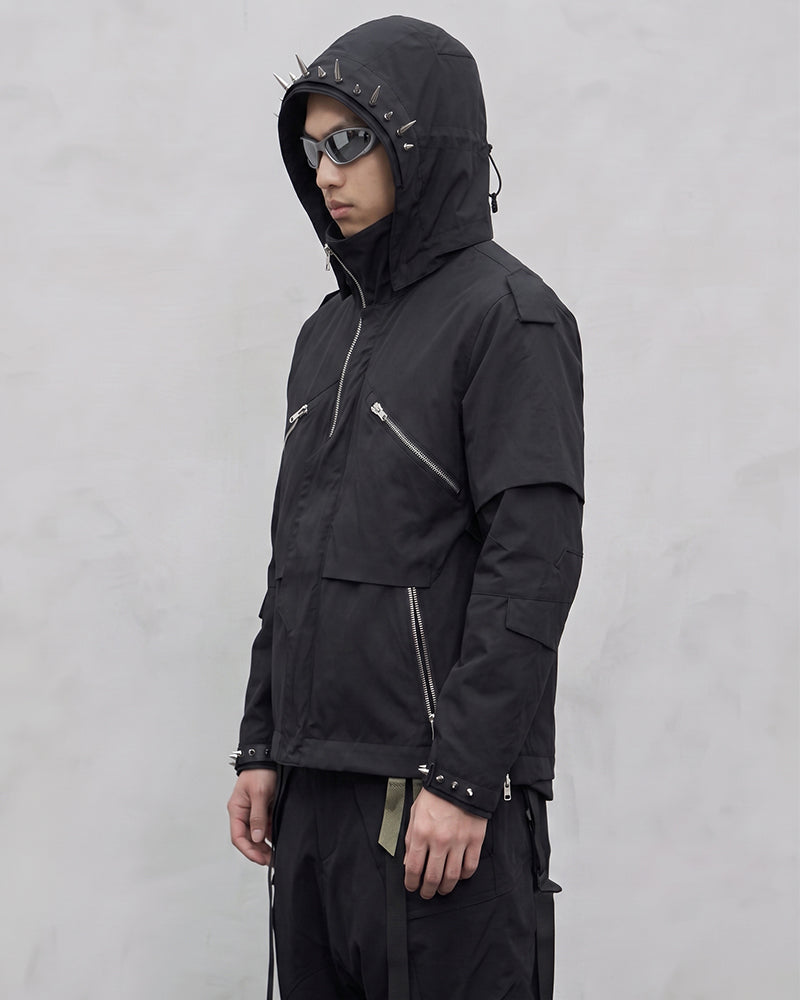 Punk-Studded Water-Repellent Techwear Jacket
