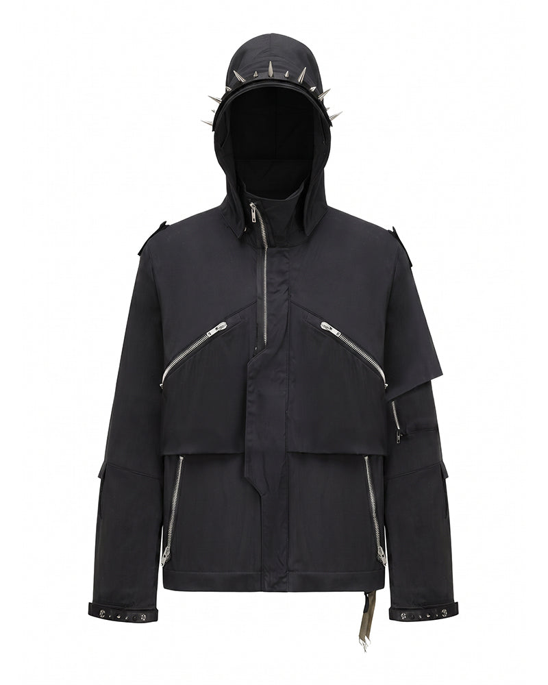 Punk-Studded Water-Repellent Techwear Jacket