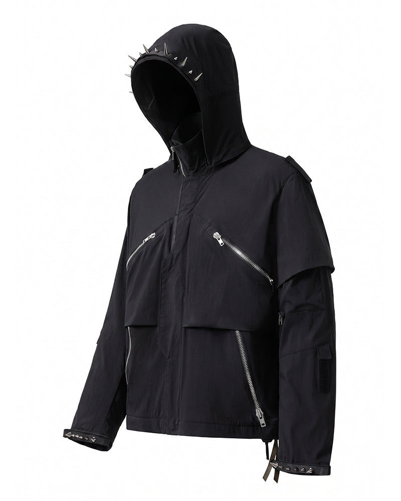 Punk-Studded Water-Repellent Techwear Jacket