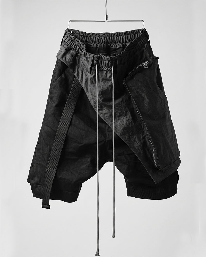 Wasteland Asymmetric Layered Panel Shorts