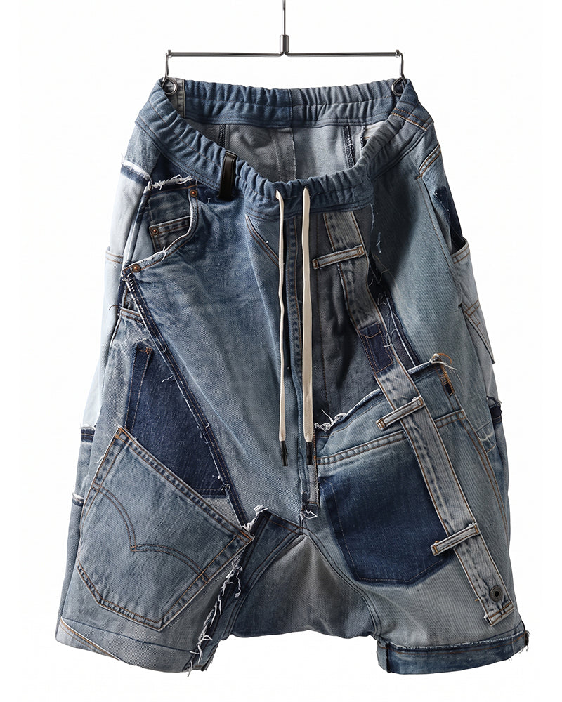 Wasteland Deconstructed Vintage Denim Patchwork Shorts