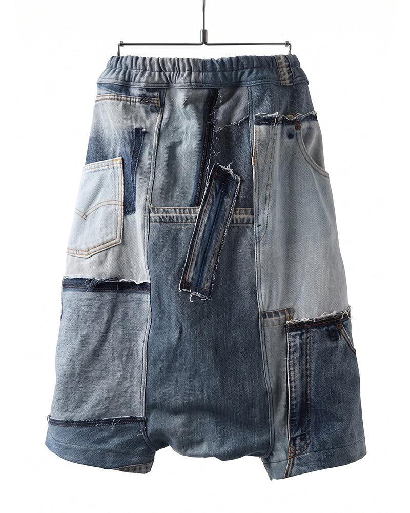 Wasteland Deconstructed Vintage Denim Patchwork Shorts