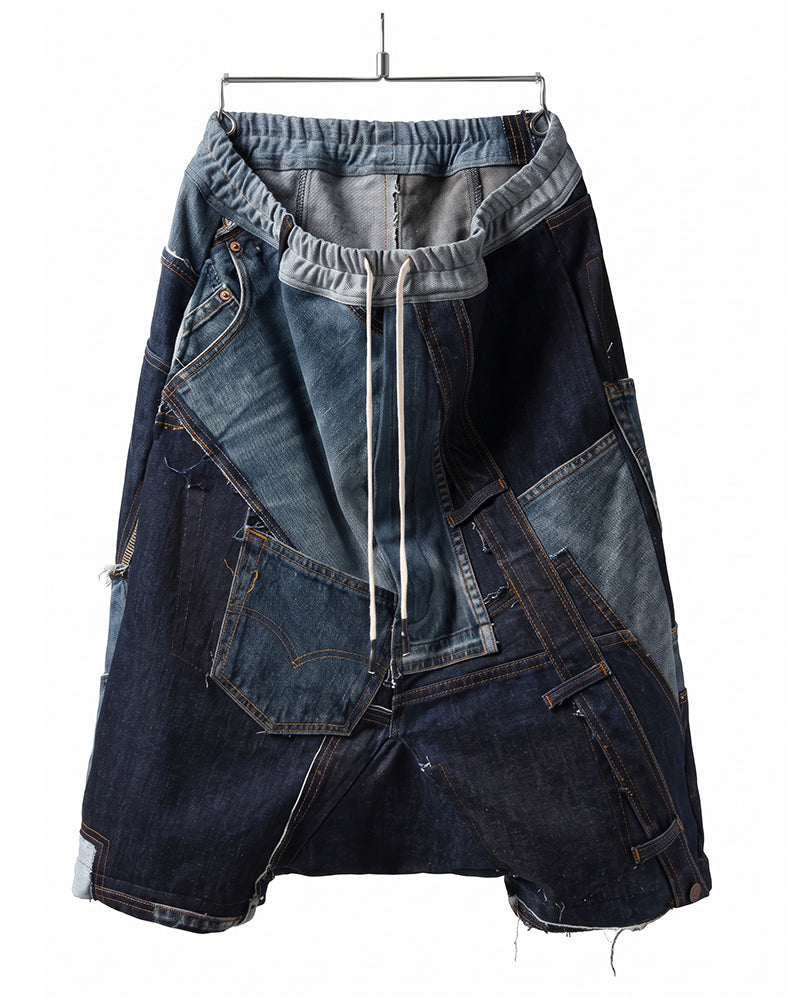 Wasteland Deconstructed Vintage Denim Patchwork Shorts