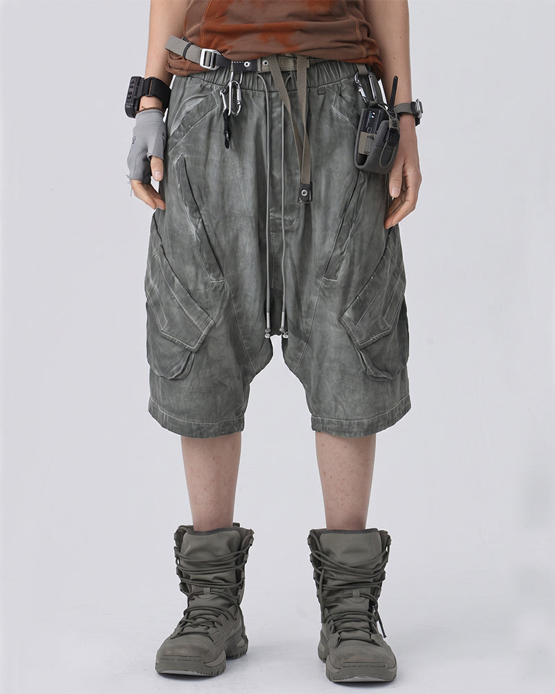 Wasteland Drop-Crotch Distressed Cropped Work Pants