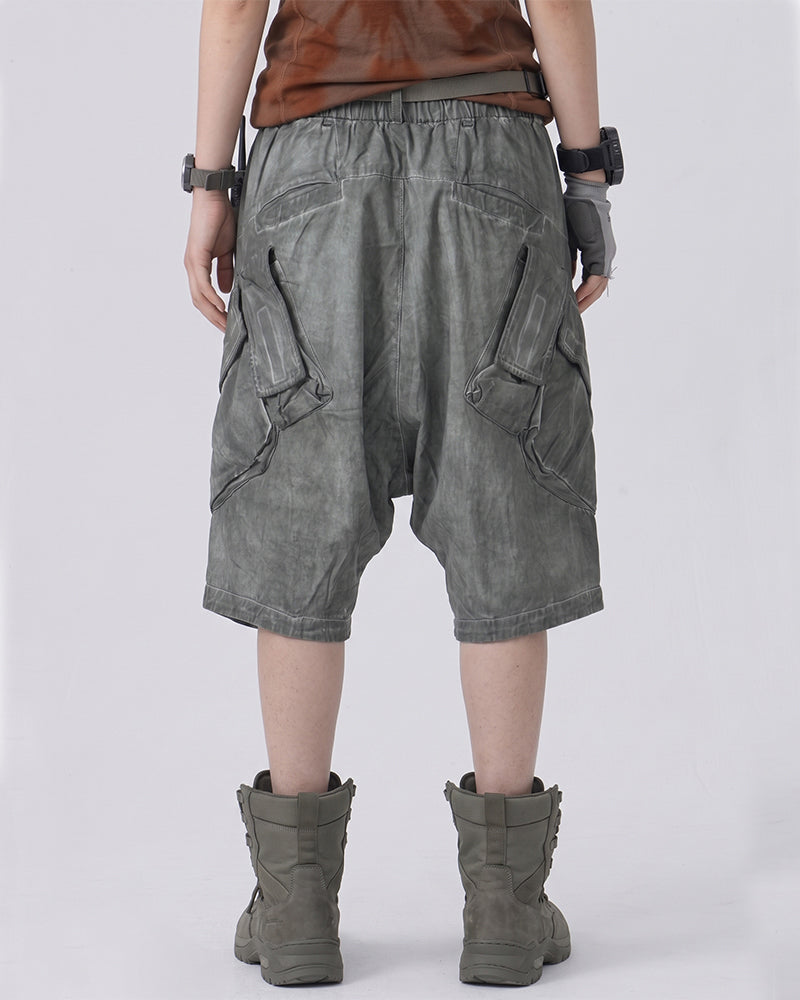Wasteland Drop-Crotch Distressed Cropped Work Pants
