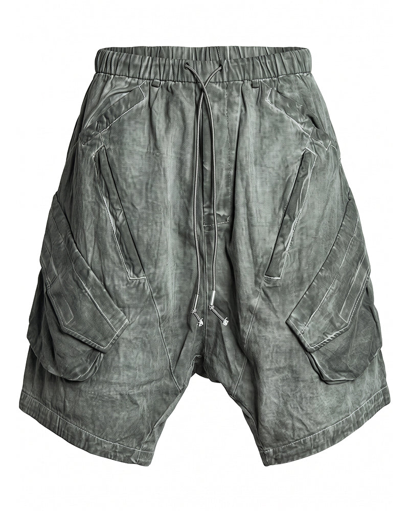 Wasteland Drop-Crotch Distressed Cropped Work Pants