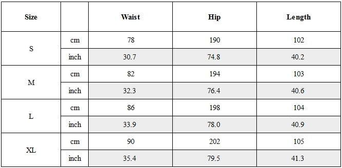 Size Guide for Wasteland Techwear Multi-Pocket Zip-Adjust Parachute Cargo Pants