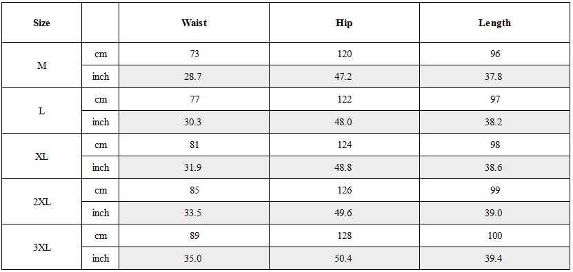 Size Guide for Techwear Airborne Multi-Pocket Black Cargo Pants