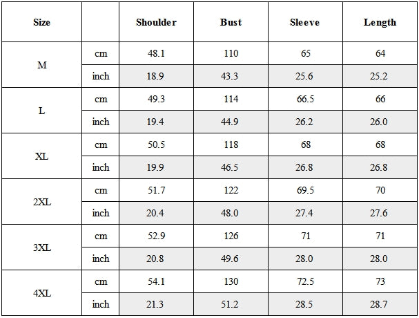 Size Guide for Techwear Skull Black Bomber Cyberpunk Jacket