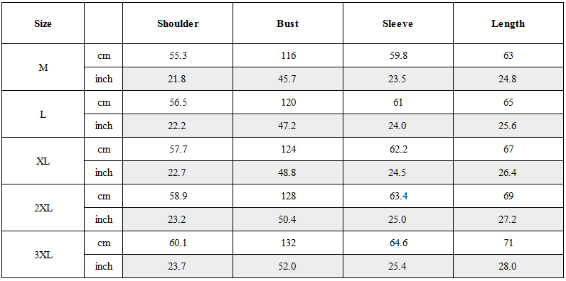 Size Guide for Techwear Multilayer Tactical Zip-up Hoodie